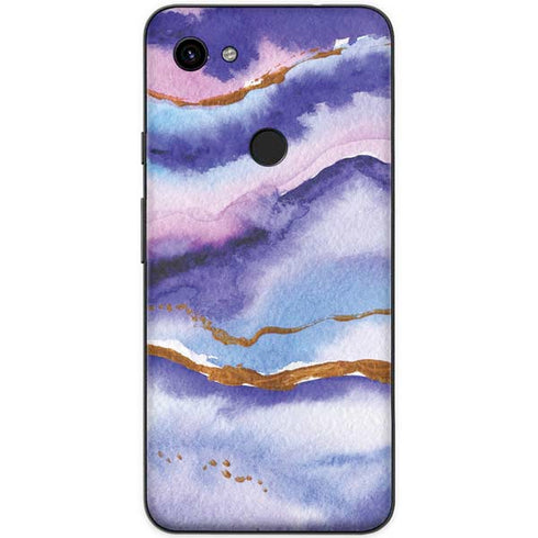 Blue Violet Watercolor Geode Google Pixel 3a Skin